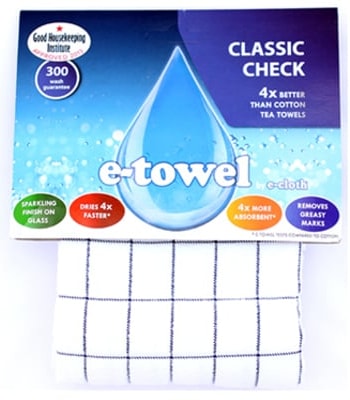 Image E-Cloth Classic Check Tea Towel - Blue