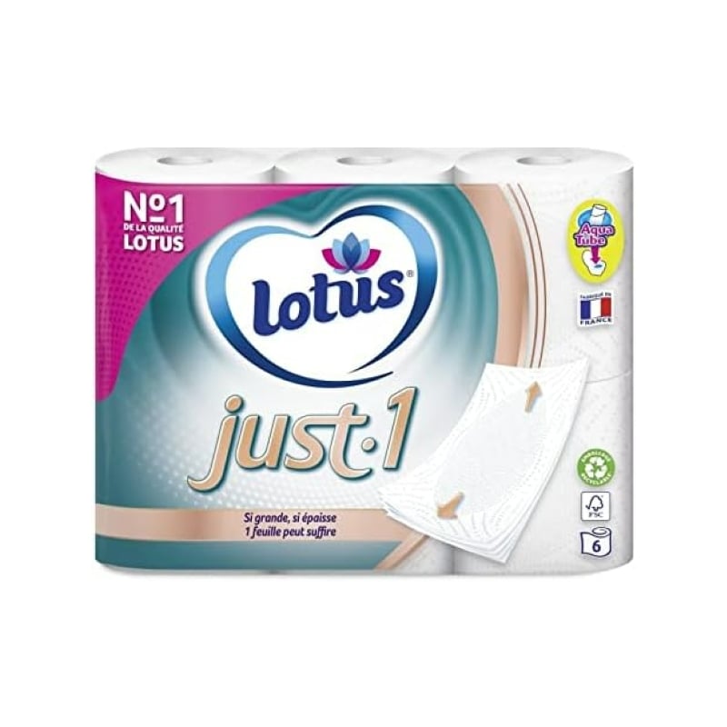 Lotus - Ultra Soft Toilet Paper - Just 1 - 5 Ply - Pack of 6