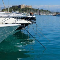 Antibes, France - June 30, 2013: luxury yachts in the marina of Antibes on the French Riviera