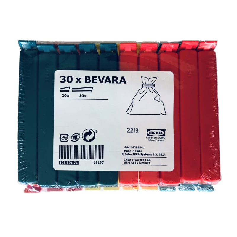 Ikea 103.391.71 Bevara Sealing clip, assorted colors, assorted sizes,  30-pack (Color)